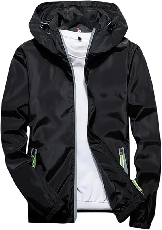 Men's Rain Jacket Waterproof Lightweight Cycling Raincoat Windbreaker Breathable Softshell Jackets Plus Size Outdoor Hoodie Sports Reflective Zip Up Hiking Jacket