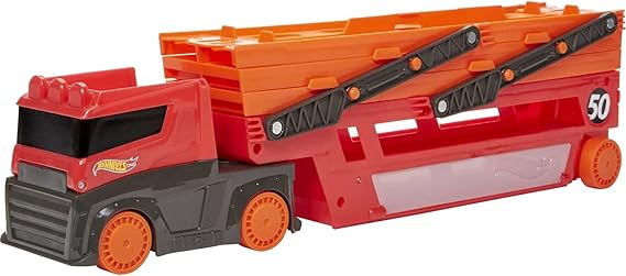 Hot Wheels Mega Hauler with Storage for Up To 50 1:64 scale cars ages 3 and Older 50th Anniversary Hot Wheels Graphics, GWT37