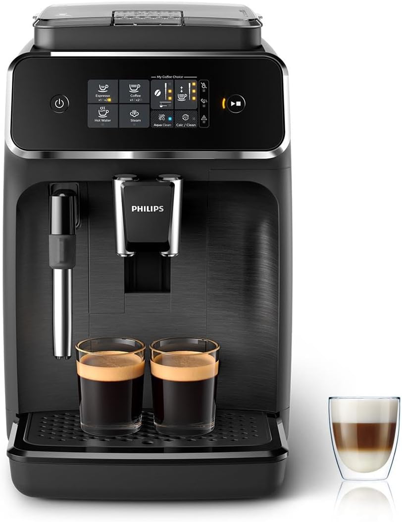 Philips Serie 2200 Cafetera Superautomática - Espumador de Leche Clásico, Pantalla Táctil Intuitiva, Negro Mate EP222010