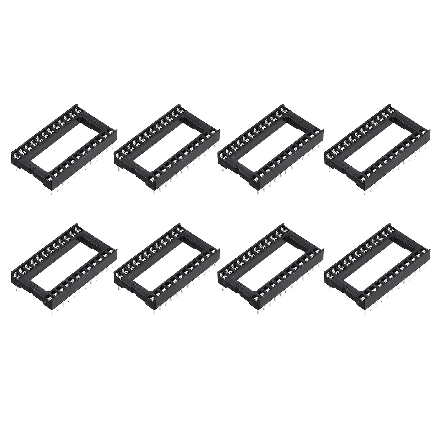 sourcing map 8Pcs DIP IC Chip Socket Adapter 24 Pin IC Assortment Kit 2.54mm/0.1" Pitch 15.24mm Row to Row Distance for Breadboard Project, PCB Board Design