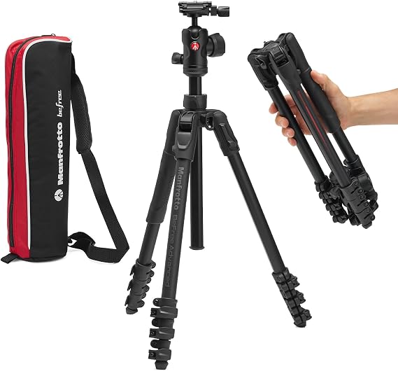 Manfrotto Befree Advanced AS, Camera Tripod, Lever Lock, Compatible with Arca-Swiss, Portable, Compact Travel Tripod Kit, Ball Head, Aluminium Photo Support, for DSLR, Mirrorless, Camera Accessories