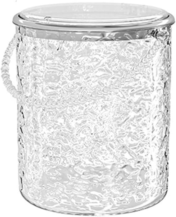 Garbage Bin Clear Trash Can with Lid, Round with Press Type and Exquisite Handle, Modern Plastic Waste Basket for Living Room, Bedroom, Office(Clear,L)