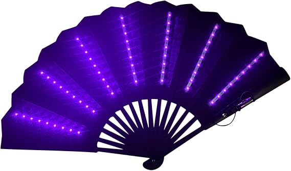 Light Up Rav-e Fan, Folding Handheld Fa-n, Light U-p Hand F-an, Led Handhe-ld, Portable With Light, L-ight Up Festival Folding, Travel Multipurpose Handheld Fa-n, Carnival Accessories