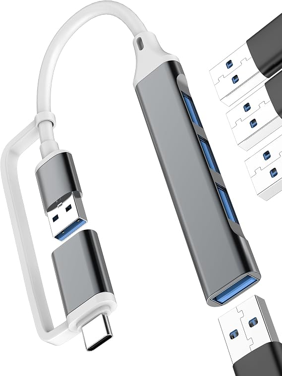 USBハブMacBookアダプター4イン1 iPhoneポートスプリッター ノートパソコン Thunderbolt マルチポートエクステンダー 3.0 Type Cケーブル iPad Pro PC拡張 コンピューターステーション用 Samsung ConverterOTG 5対応