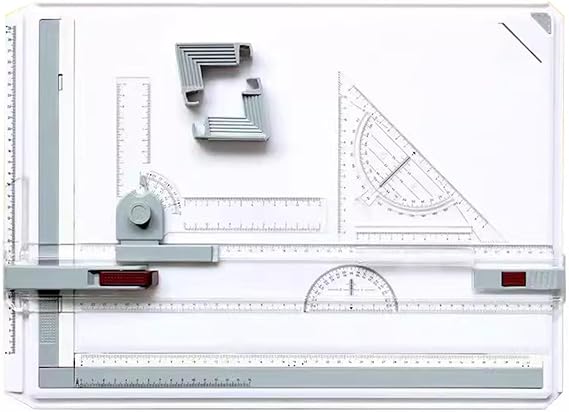 COYEUX A3 Drafting Table Drawing Board, 51 X 37 CM Multi-function Technical Drafting Board, with Parallel Motion, Set Square, Anti Slip Support Legs, for Architects, Engineers, Artists, Students