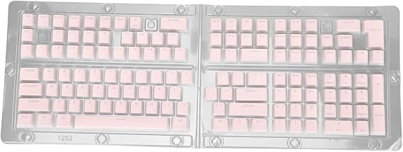 129 Keys Pudding Transparent PBT Keycaps, OEM Height Two Color Injection Keycaps, Translucent Pastel DIY Keyboard Keycaps with Matte Finish for 61 64 68 87 104 Key Mechanic (Roseate)