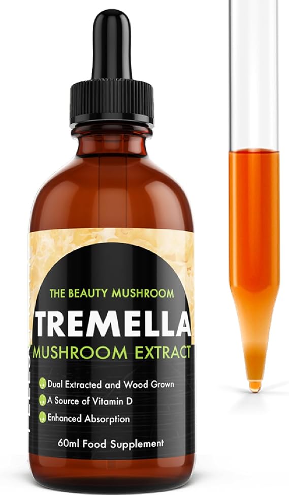 Tremella Mushroom Extract Liquid 60ml - 10:1 Dual Extract Supplement - Skin Hydration, Skin Health & Antioxidant Support - Mushroom Supplement for Men & Women - Vegan Tincture