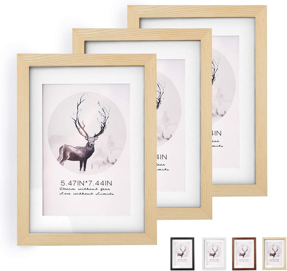Wooden Picture Frame Set of 3 Classic Home Photo Frames Picture Frame Premium Quality Modern Style Oak