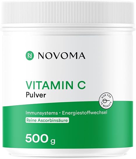 Vitamin C Powder 500 g 1000 mg Vitamin C per Daily Dose Pure Ascorbic Acid High Dose For Immune System With Measuring Spoon Vegan NOVOMA (ex Nutrivita)
