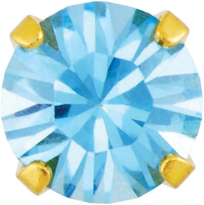 Studex Sensitive Regular Gold Plated Birthstone Stud Earrings 5mm Claw Setting - March/Aquamarine