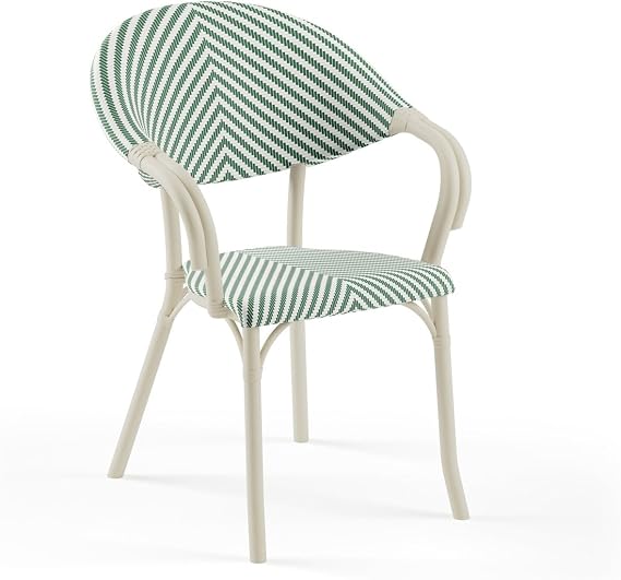 Tilia Flash-N Polipropilen Kollu Sandalye Bej İskelet - Bahçe, Balkon, Teras, Havuz Kenarı, İç ve Dış Mekan, Kafe, Restoran İçin, İstiflenebilir, UV Korumalı, Dayanıklı (Bej Yeşil Beyaz)