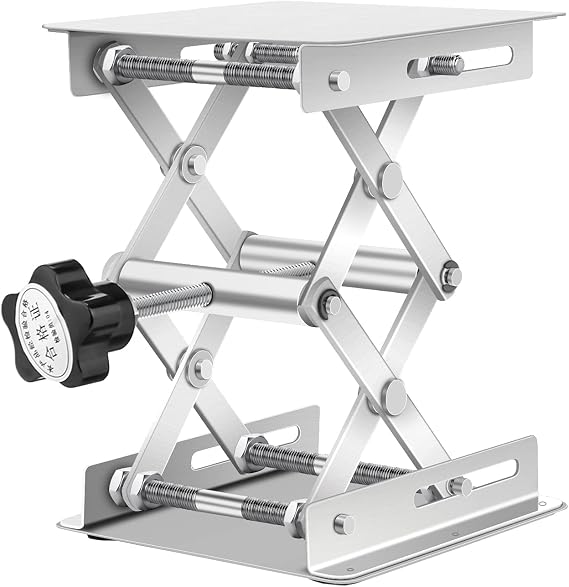Scientific Lab Jack Stand 100 x 100 mm,Router Table Lift Stainless Steel Laboratory Lifting Platform Stand, Lab Jack Scissor Stand Lifting Table Platform Lab Lift, Adjustable Height Range 48-158 mm