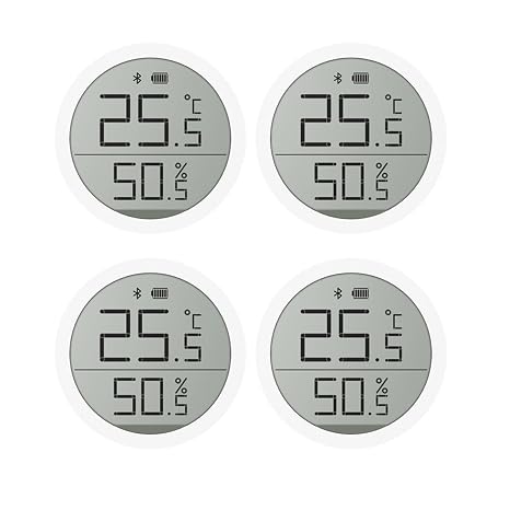 Automatic Smart Sensor Qingping Digital Thermometer And Amp Hygrometer Monitor LCD Screen Data Accurate Quick Real Time Monitoring(Lite C 4 pcs)