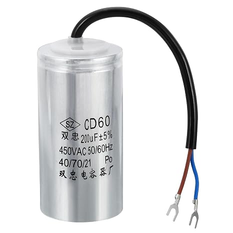 PATIKIL CD60 Run Capacitor, 200uF 450VAC 2 Wires 5% Tolerance 50/60Hz Motor Starting Capacitor for Air Compressor Motor Starts Running
