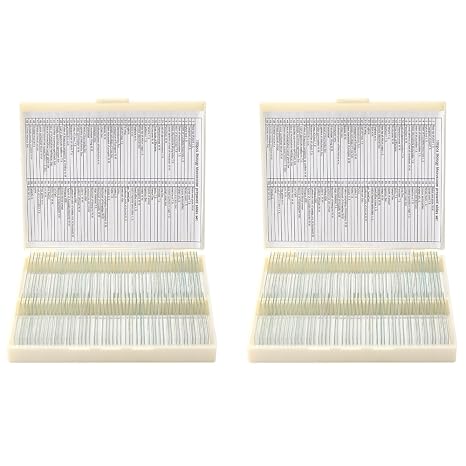 50PCS Prepared Microscope Slides Set, Microscope Slides With Wooden Slide Storage Box, Microscope Slides Prepared Lab For Basic Biological Science Education