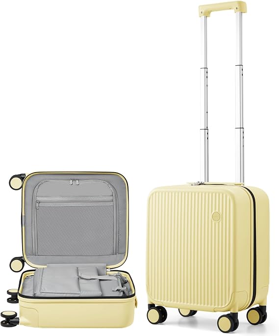 mixi Suitcase with Spinner Wheel, Hard Shell Lightweight Rolling Suitcase with PC Cover & TSA Lock for Business Trips, Lark Yellow TSA2