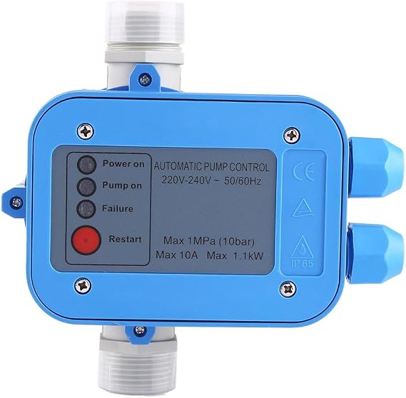 Electronic Intelligent Automatic Controller, 10A 1.1kW Auto On/Off Pump Pressure Switch with Constant Pressure Control, Dry Run Protection for Home Garden Greenhouse Courtyard