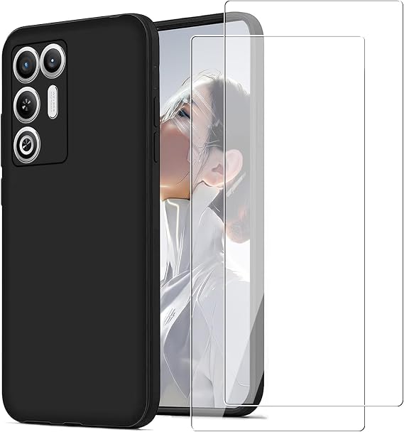 KUSINHOKA Case for RedMagic 11 Air + 2 Pack Screen Protector Tempered Glass,Anti Scratch,Drop Protection,Non Slip Soft TPU Thin Full Body Protective Phone Cover,Black