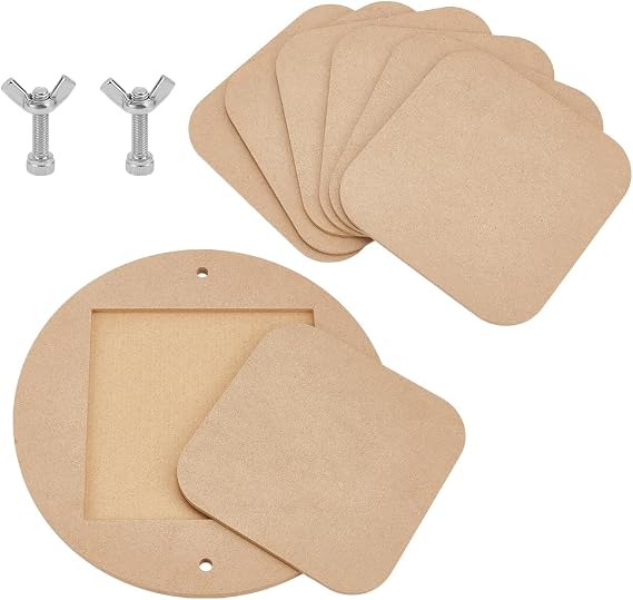 PH PandaHall Pottery Bats System Kit, Inner Bat for Pottery Wheel 30cm Round Portable Clay Wedging Board with 6pcs Square Pads Clay Throwing Bats for Artists Studio & Home Pottery Projects