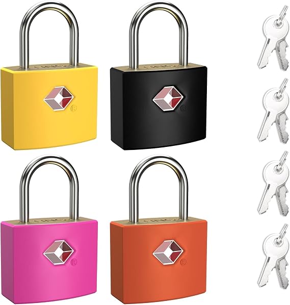TSA Luggage Locks with Keys, [4 Packs][8 Keys] Diyife Key Travel Locks, Suitcase Padlock for Luggage, Keyed Luggage Locks Brass for Gym Lockers, Laptop Bags,Travel Suitcases etc