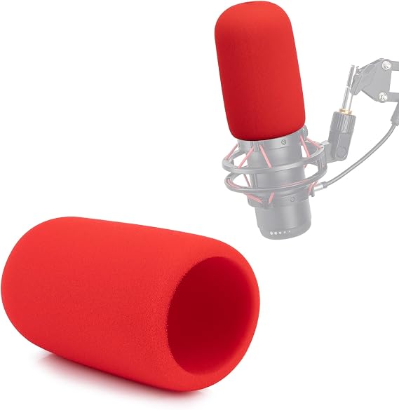YOUSHARES Pop Filter for HyperX QuadCast Microphone - Microphone Cover Foam Mic Windscreen Cover Compatible with HyperX QuadCast S Mic (Red)