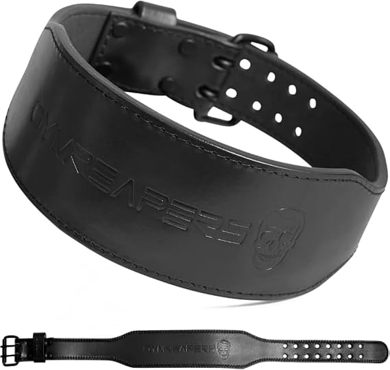 Gymreapers Weight Lifting Belt - 7MM Heavy Duty Pro Leather Belt with Adjustable Buckle - Stabilizing Lower Back Support 4 Inches Wide for Weightlifting, Bodybuilding, Cross Training