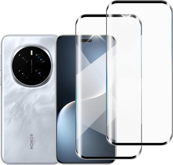 (2 Pack) Screen Protector for Honor Magic 7 Pro, 3D Curved Full Coverage, Bubble Free, Anti-Scratch, HD Clear Tempered Glass Film