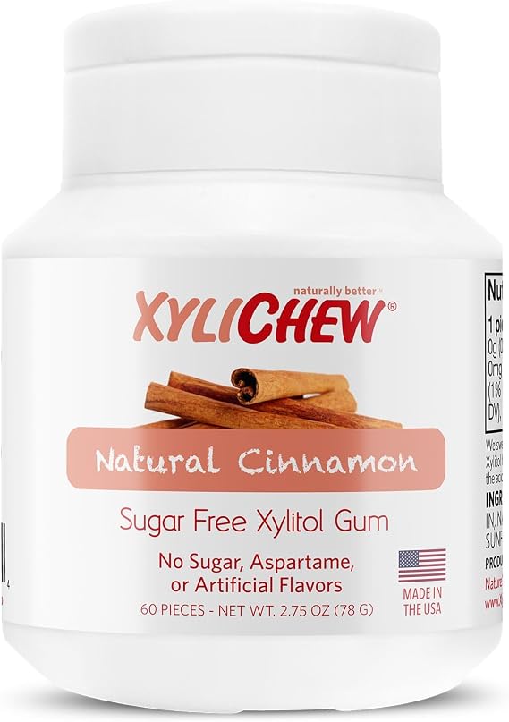 Xylichew 100% Xylitol Chewing Gum Jars - Non GMO, Gluten, Aspartame, and Sugar Free Gum -Bad Breath and Dry Mouth 60 Count
