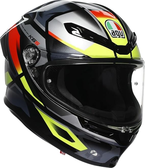 AGV K6 S Motosiklet Kaskı Kapalı Kask Erazer Black Red Yellow Fluo XS
