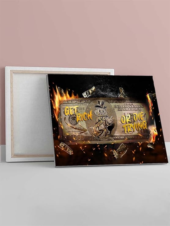 Postermanya Rich Trying, Zengin Dene, Parasal, Servet, Dolar Motivasyon Kanvas Tablo, Tuval, Ofis,Çalışma Odası
