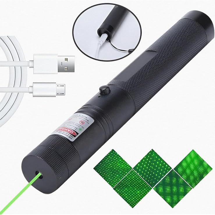 HASUBA Yeşil Lazer Pointer, Pilli Anahtar Emniyetli, Yüksek Güçlü Lazer İşaretleme, USB Şarjlı