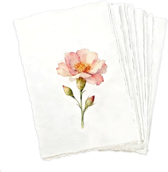 25 Sheets of Handmade Paper 300 GSM Watercolour Paper 15.2 x 20.3 cm