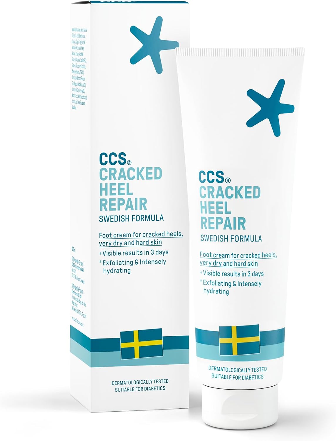 CCS Cracked Heel Repair Cream- Visible Results in 3 Days for Heels and Very Dry Feet, Contains 25% Urea Lactic Acid, Clinically Tested, 125 ml