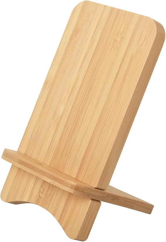 Solid Wood Simple Phone Stand, Desktop Stand, iPad Tablet Display Stand, Compatible with All Phones (Bamboo)