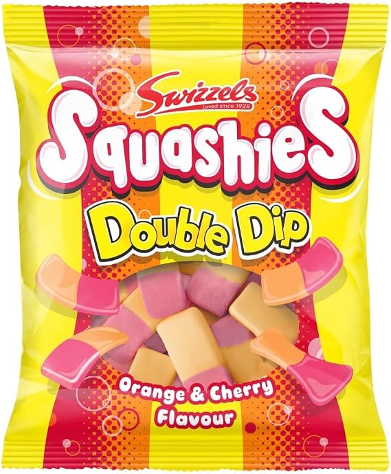 Swizzels Squashies Orange & Cherry Flavour Double Dip, 120g