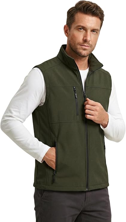 Erkek Yelek Softshell Su Geçirmez Tam Fermuarlı Cepli Normal Kalıp Spor Yelek