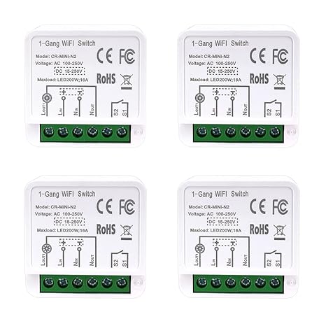 Smart light switch, COLOROCK MINI 4PCS 2-way wifi intelligent, universal DIY module for automation solutions in intelligent home technology, 2.4G wifi, APP control, Alexa Supported