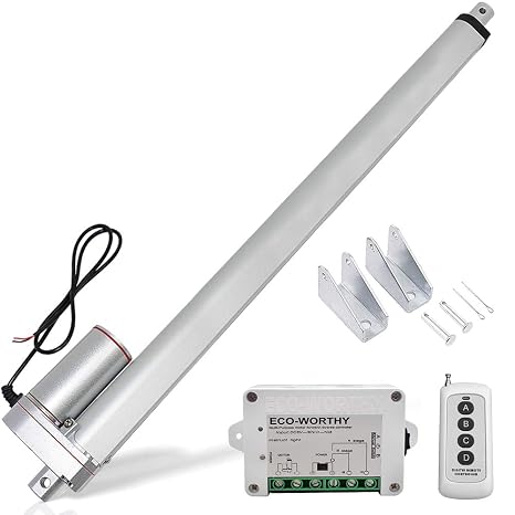 DCHOUSE 18" Stroke Linear Actuator 12 Volt 12V DC 450mm Linear Motion Actuator Wireless Remote Controller Kit With Linear Motor Mounting Brackets