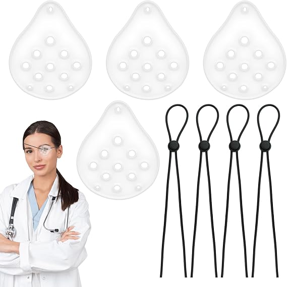 Eye Shield After Cataract Surgery, 4 Pcs Breathable Eye Shield, Transparent Eyes Protection with Adjustable Strap, Plastic 9 Hole Eyes Patches for Adults Medical for Surgery Covering After Surgeries