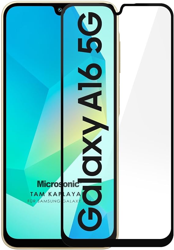 Microsonic Samsung Galaxy A16 Tam Kaplayan Temperli Cam Ekran Koruyucu Siyah [Galaxy A16 ile Uyumlu Ekran Koruyucu - Siyah]