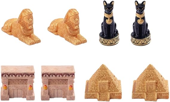 Mini Landscape Ancient Egyptian Desert Town Pyramid Stone Statue God Dog Model Resin OrnamentSet Of 8 Egyptian Toys for Any Decor