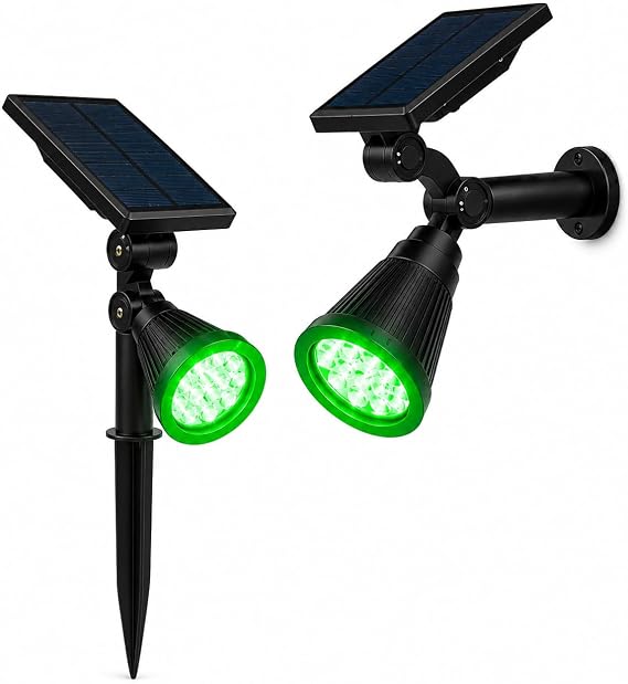 Forlife Green 18 LED Spot Solar Powered Garden Lighting Lamp, Photocell, Spike Sconce, 18W Waterproof Outdoor Solar Lamp Suitable for Tree, Patio, Garage, Pool, Wall And Floor Installation 42CM [Energy Class A]