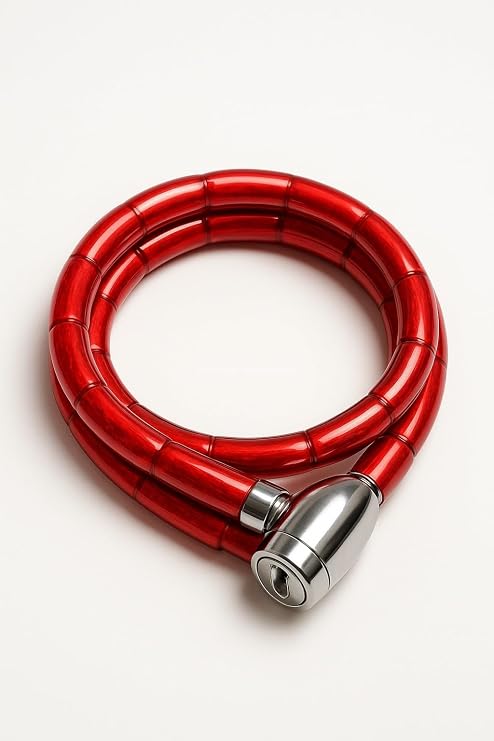 Busstier Motorcycle Lock 22 x 1500 mm Chain Key Steel Cable Oxford Security Keyed Vinyl Coated Color Shockproof Roller Motor Lock Bicycle ATV UTV Compatible