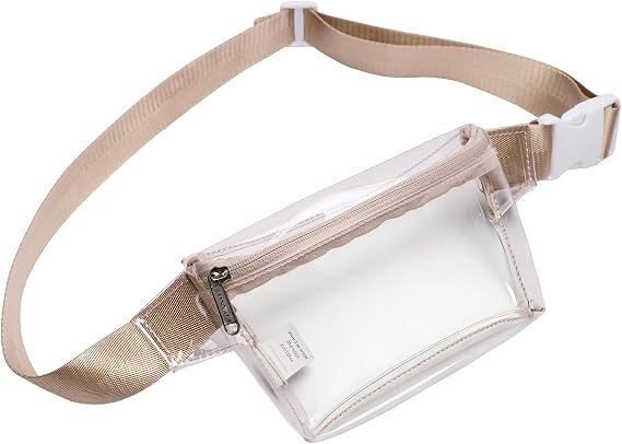 TINYAT Small Clear Bum Bag Fanny Pack Stadium Approved for Women Clear Belt Bag Waterproof Mini Transparent Waist Pack for Concerts, Sports