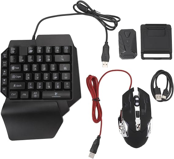 Keyboard Mouse Converter Set 4 in 1 Mobile Game Combo Pack with Keyboard Mouse Converter, Gaming Mouse, One Handed Keyboard, and Phone Stand, for Mix Pro Converter,