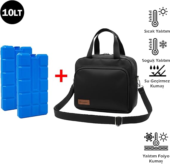 Microcase 2in1 Set Termal Yemek Taşıma Çantası 10 LT + 2 Adet 400 ML Soğutucu Buz Kasedi AL5433