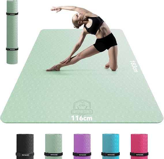 HAPBEAR Yoga Mat XXL Extra Large Wide Yoga Mat Sports Mat Fitness Mat Non-Slip 198 cm x 137 cm/183 cm x 122 cm/183 cm x 116 cm Ultra Durable Gymnastics Mat for Pilates Gym Home Workout