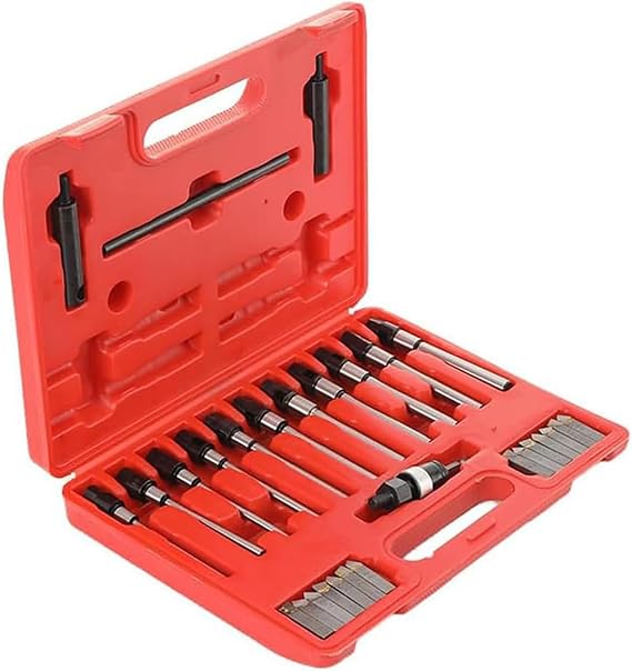 Valve Seat Cutter Kit for 22-63mm Carbide Valve Cutting Tool, 29 Pcs Valve Seat Reamer Repair Tool Universal Boring Cutter with 15°-90° BladesRed,1