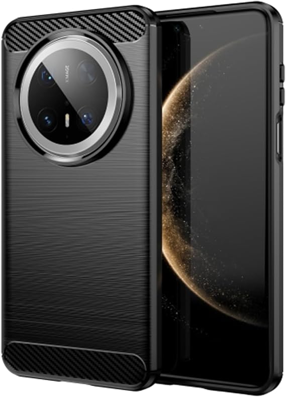 Microcase Huawei Mate 70 Pro/ 70 Pro Plus ile Uyumlu Brushed Carbon Fiber Silikon Kılıf - Siyah AL3332