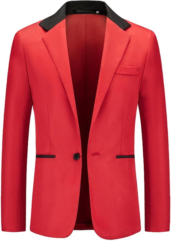 Mens Blazer Jacket Long Sleeve Suits Blazer Formal Business Suit Jacket One Button Tuxedo Suit Jackets Patchwork Coat for Party Dinner Prom Comfy Lightweight Coat Casual Smart Suit Jacket Plus Size